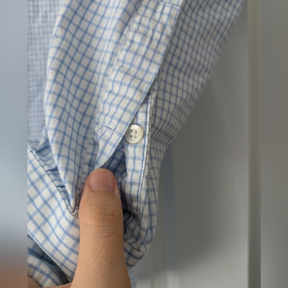 Michael Kors Mens Blue White Plaid Button Down Long Sleeve Shirt - Picture 7 of 8